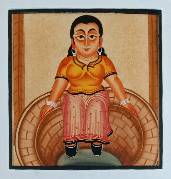 Purchase A Girl Seated on the Well in Kalighat by Bapi Chitrakar