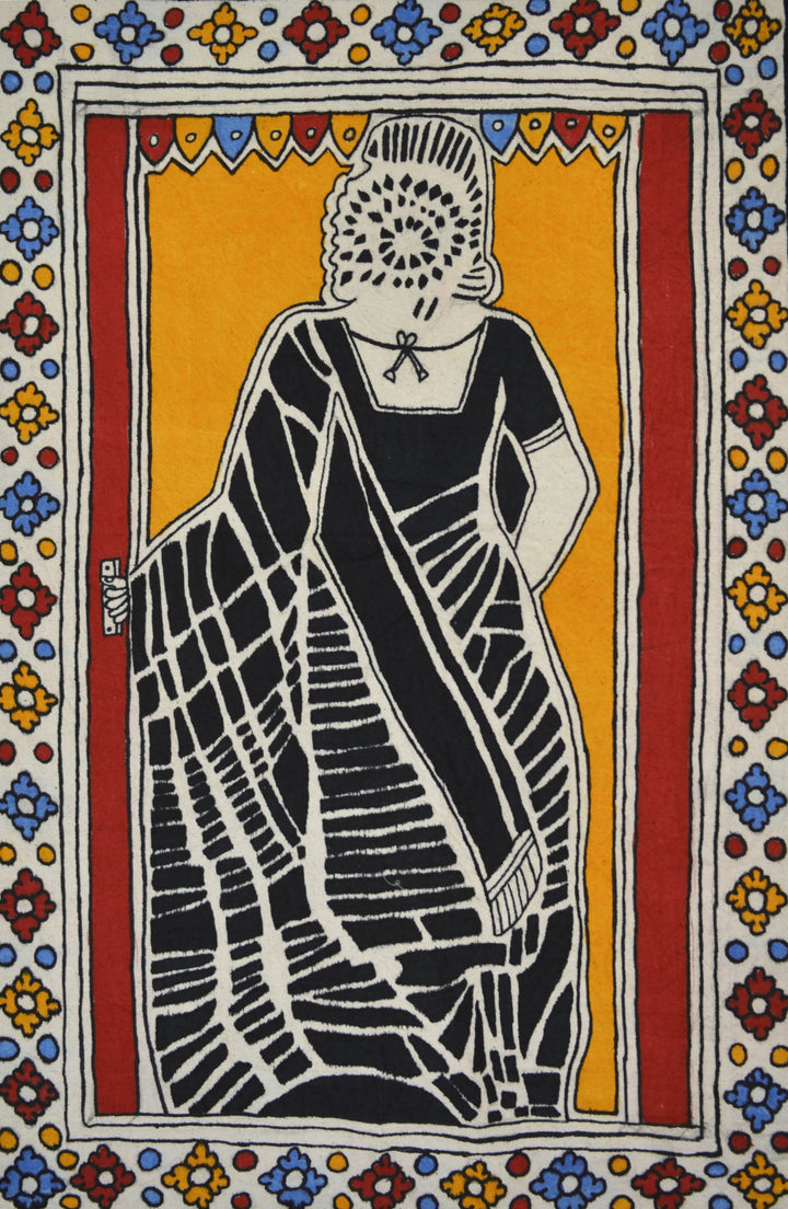 A Woman At Door in Kalamkari by K. Lakshminarayanan Thumbnail