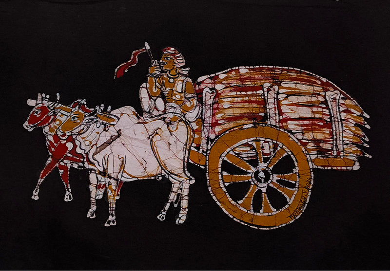 Bullock Cart in Batik by Prakash Yasala