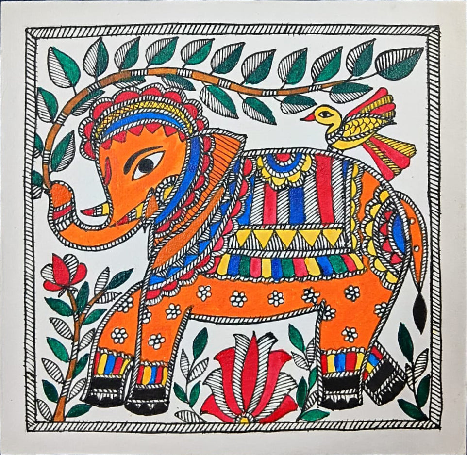Elephant in Madhubani by Priti Karn Thumbnail