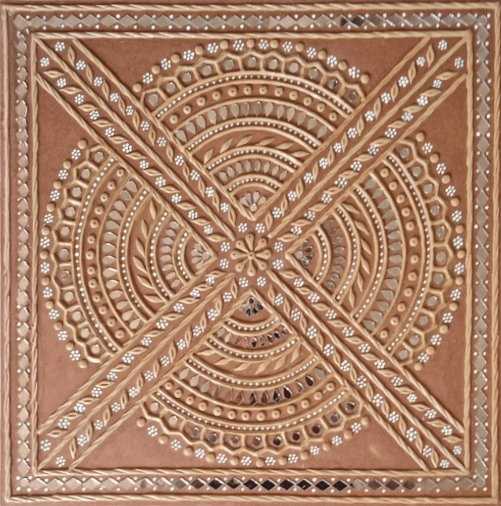 Small Lippan Buy Golden Brown Lippan in Lippan| Traditional Mud and Mirror Wall Décor