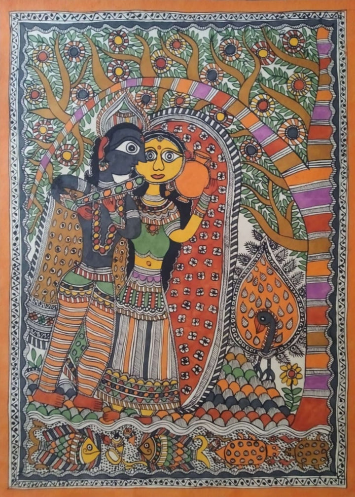 Krishna with Radha, in Madhubani from Naina Creation Thumbnail