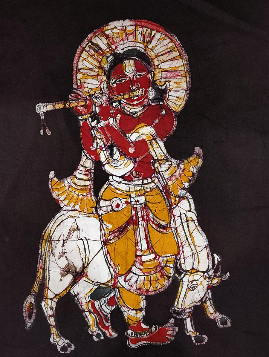 Lord Krishna in Batik by Prakash Yasala