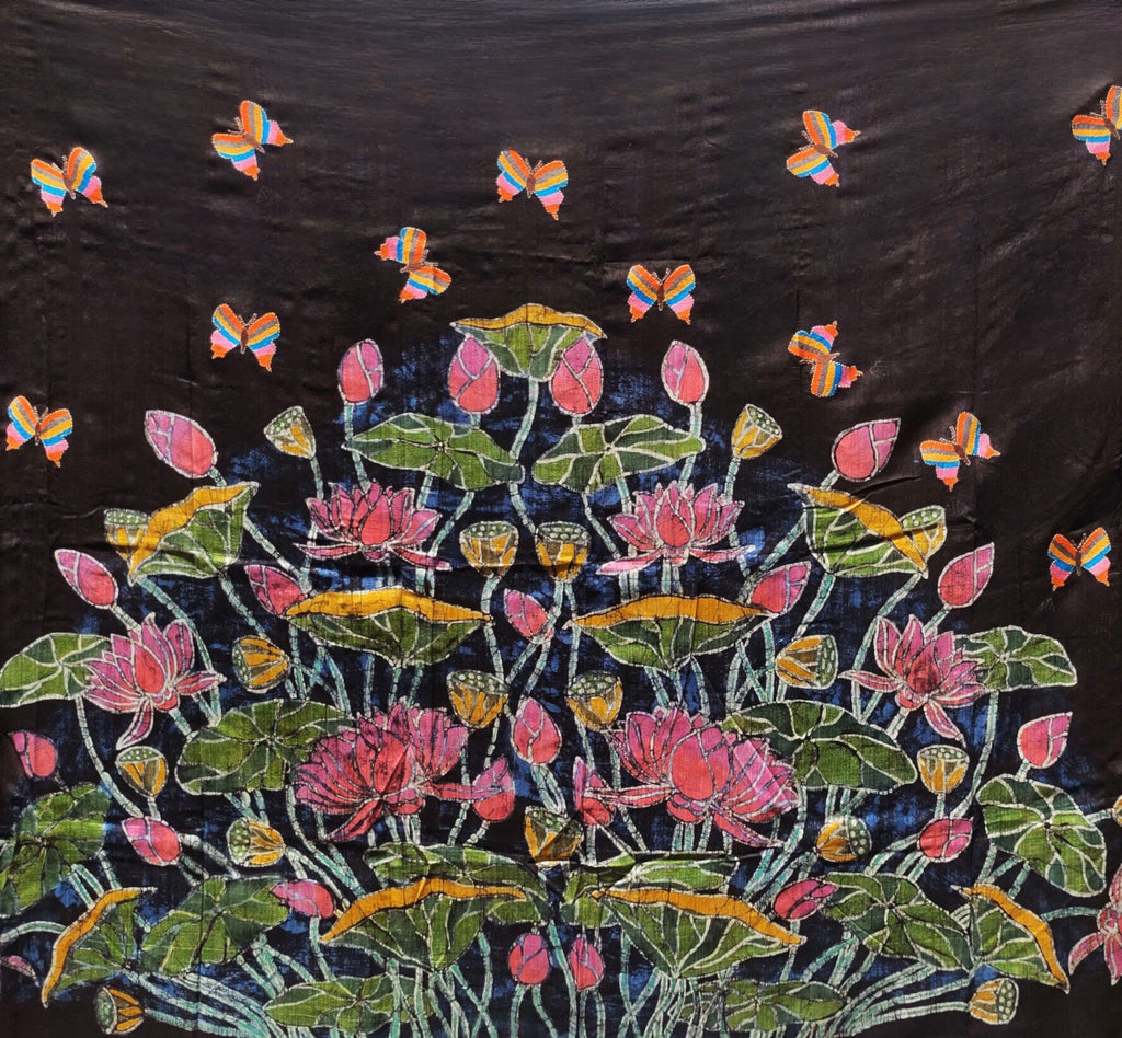 Buy  Lotuses and butterflies in Batik and Kantha by Kartik Manna