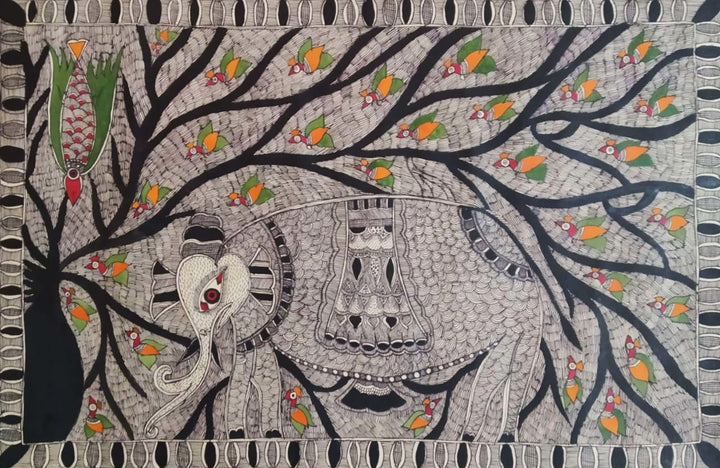 Majestic Elephant In Madhubani by Naina Creation Thumbnail