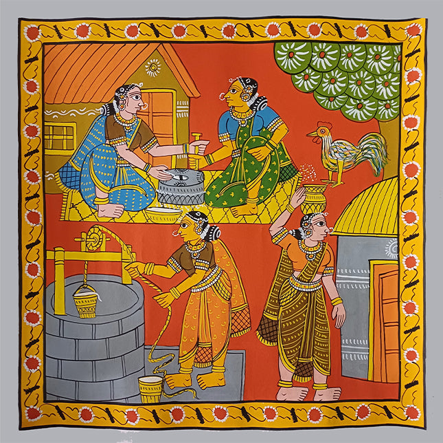 Purchase The Daily Life: Indian Village In Cheriyal Scroll by Sai Kiran