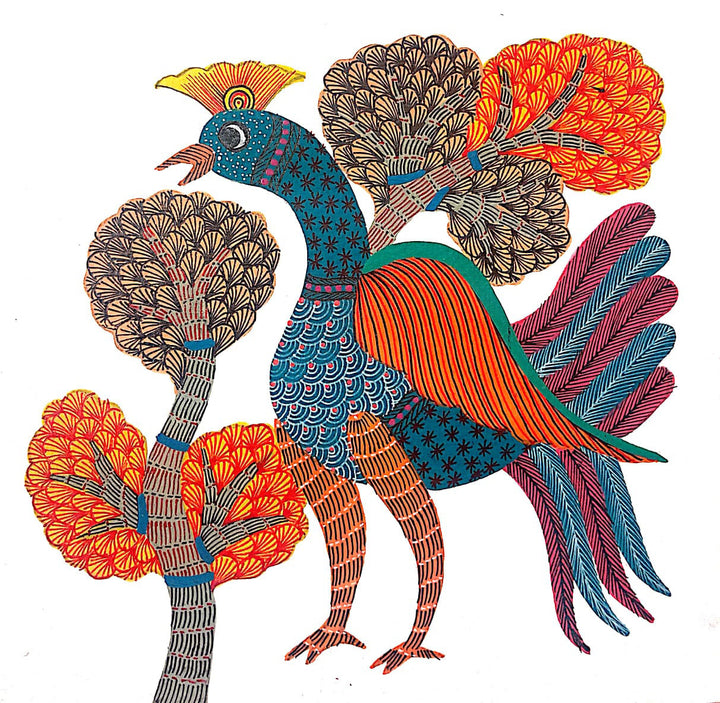 The Peacock Pride in Gond by Kailash Pradhan Thumbnail