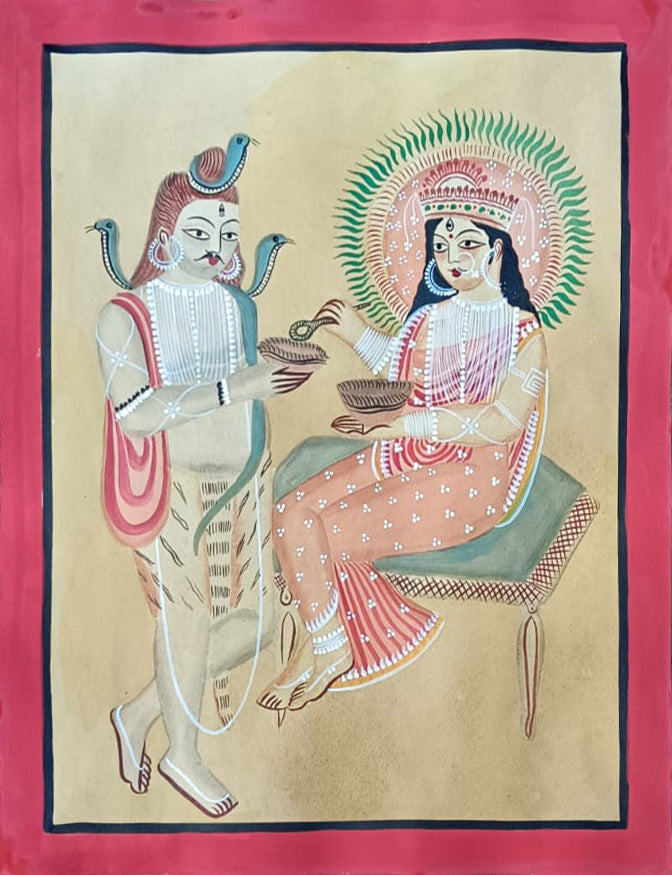 Shiv Parvati In Kalighat by Manoranjan Chitrakar