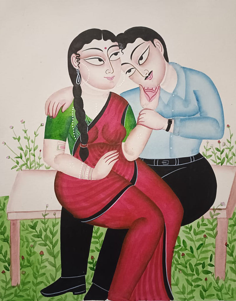 Women and Man In Kalighat by Anwar Chitrakar  artwork