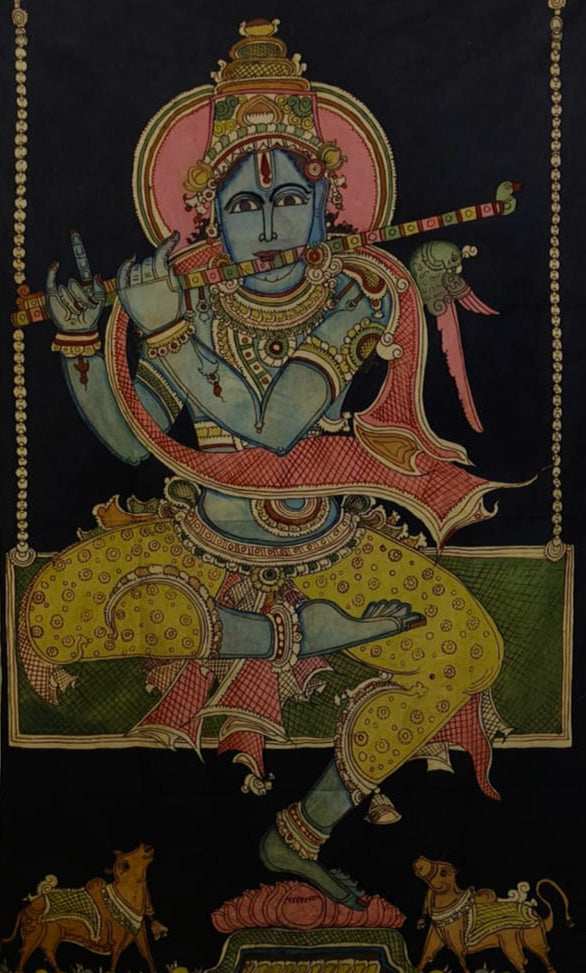 Lord Krishna in Kalamkari by Kanukurthi Guna Sekhar Sai
