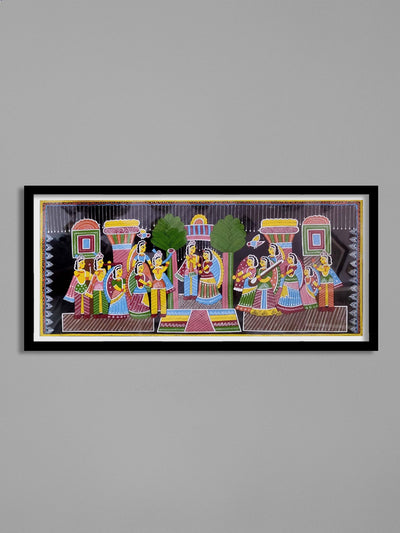Marriage ceremony in Tikuli painting by Ashok Kumar for Sale