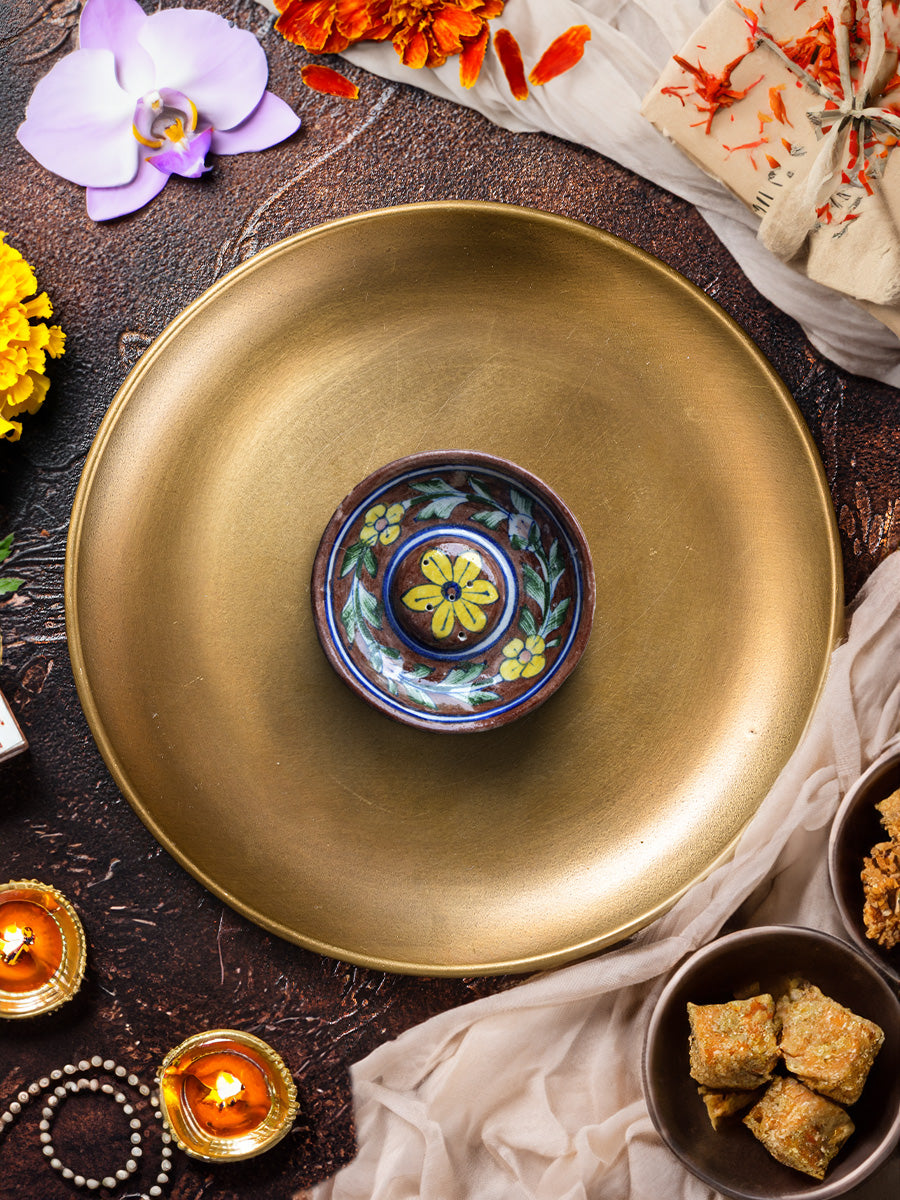 Harmony's Radiance: The Golden Blossom Blue Pottery by Gopal Saini