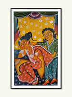 Eternal Ties: A Pattachitra Tale of Babu and Bibi Bengal Pattachitra by Swarna Chitrakar for sale