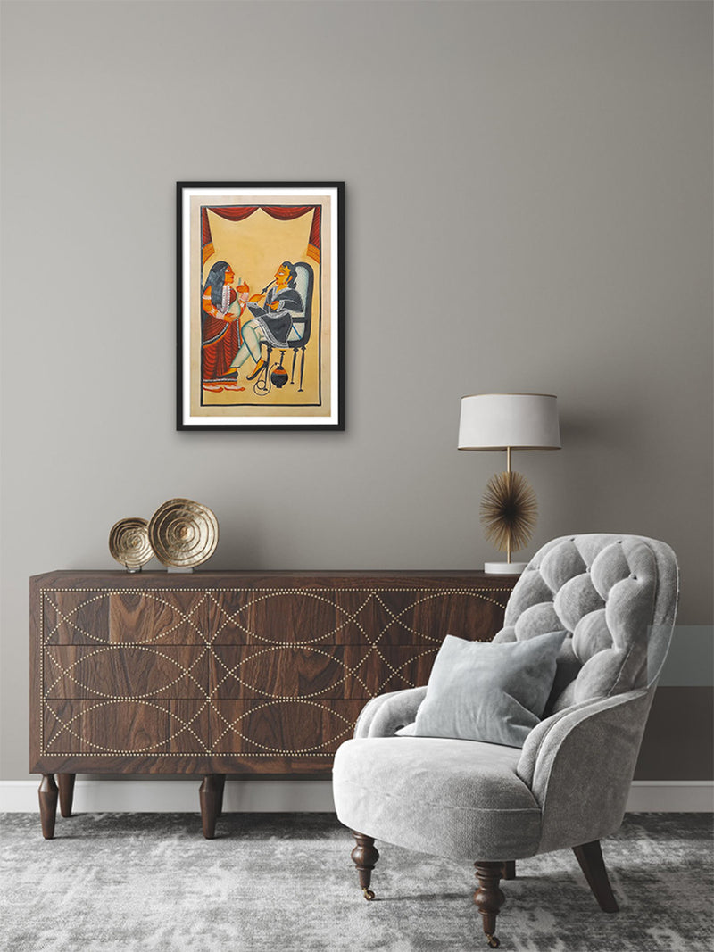 Whispers of Reflection: Domestic Beauty in Kalighat by Sonali Chitrakar for Sale