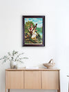 Goddess Saraswati amidst Nature in Oleograph by Raja Ravi Varma
