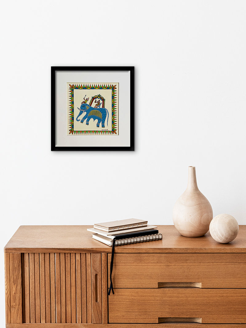 Purchase Raja Bhoj Riding Elephant In Pithora Art by Chanchal Soni