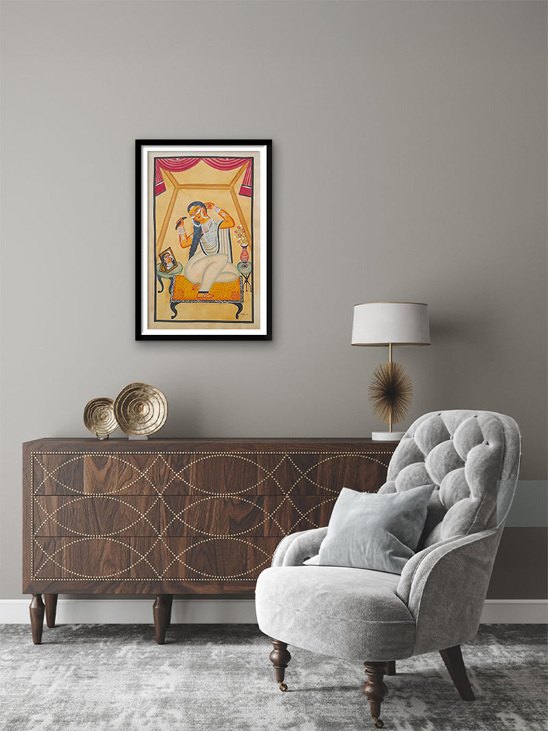 Order Reflections of Elegance: A Serene Portrait A Khalighat Painting by Sonali Chitrakar