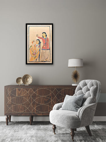 Order Bibi accompanying Selfie-clicking Babu in Kalighat by Sonali Chitrakar