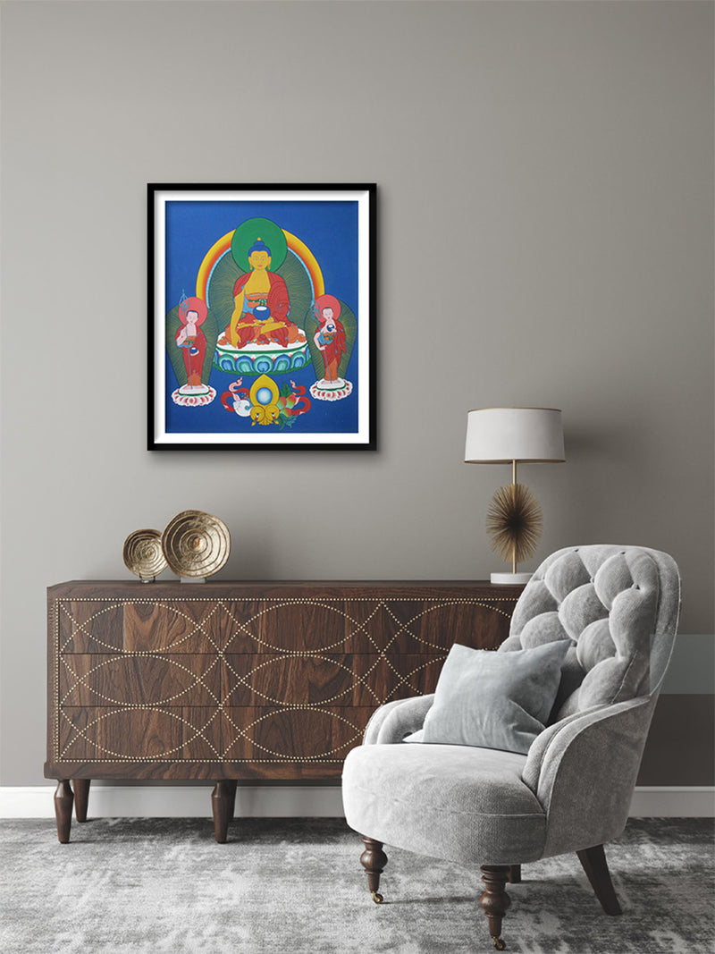 Buy Buddha with Disciples: Thangka Painting by Krishna Tashi Palmo