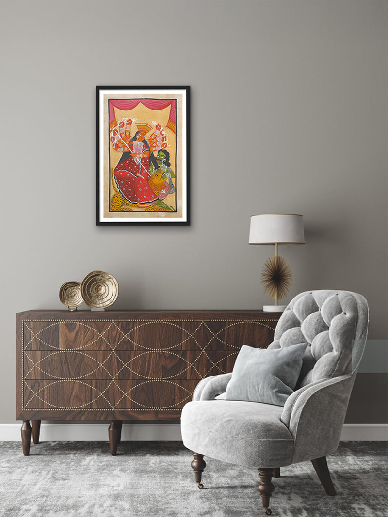Shop For Eternal Conquest: Goddess Kali's Grace Khalighat Painting by Sonali Chitrakar