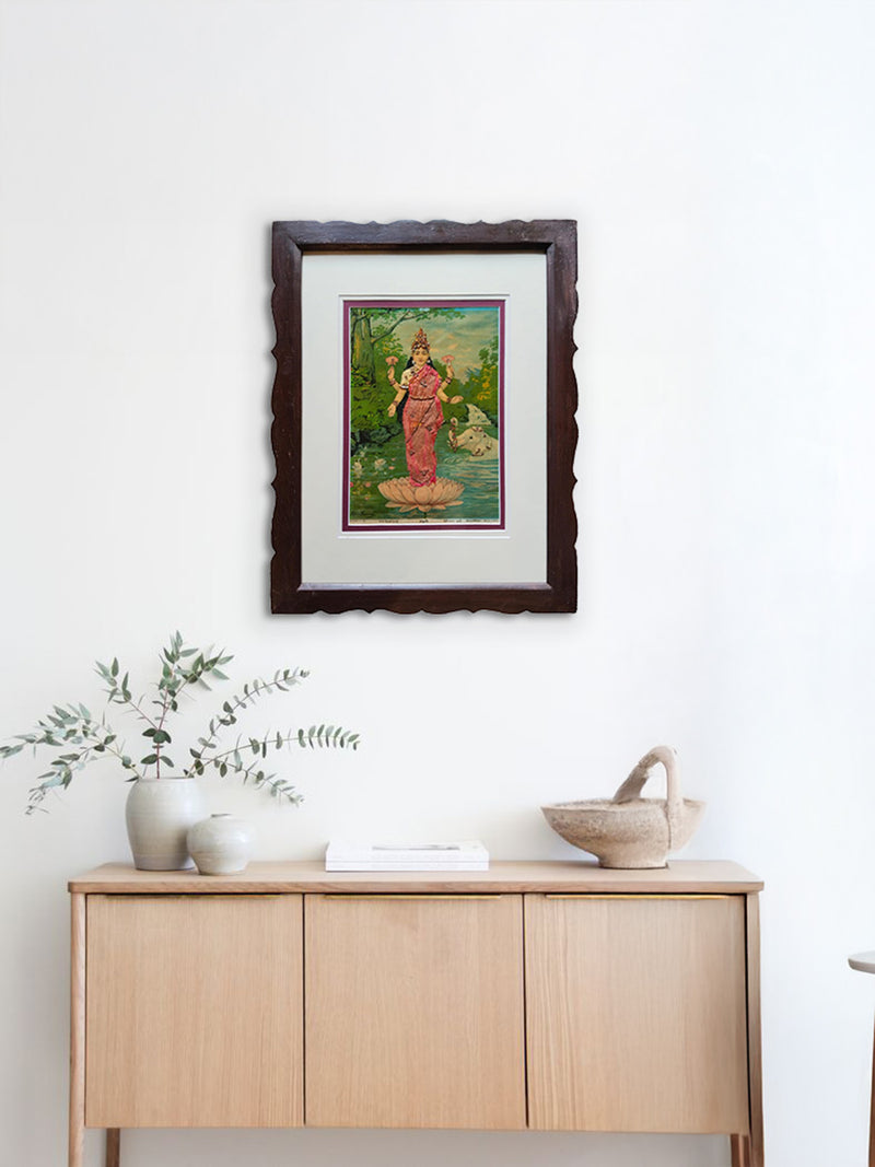 Order Goddess Lakshmi in Nature's Abundance in Oleograph by Raja Ravi Varma