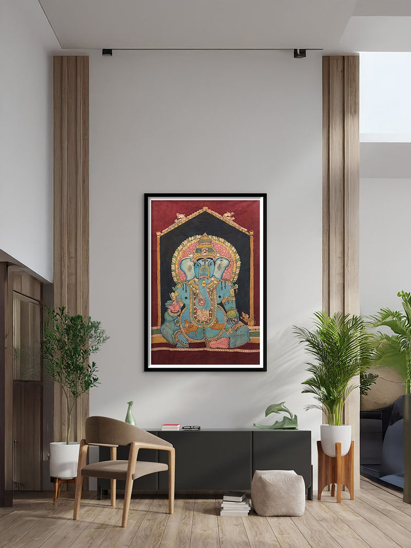 Lord Ganesha in Kalamkari by Kanukurthi Guna Sekhar Sai for sale