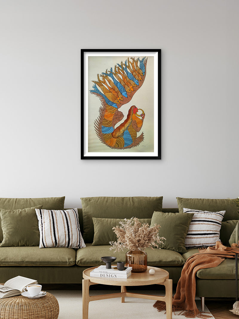 Mermaid In Gond by Sukhiram Maravi for Sale