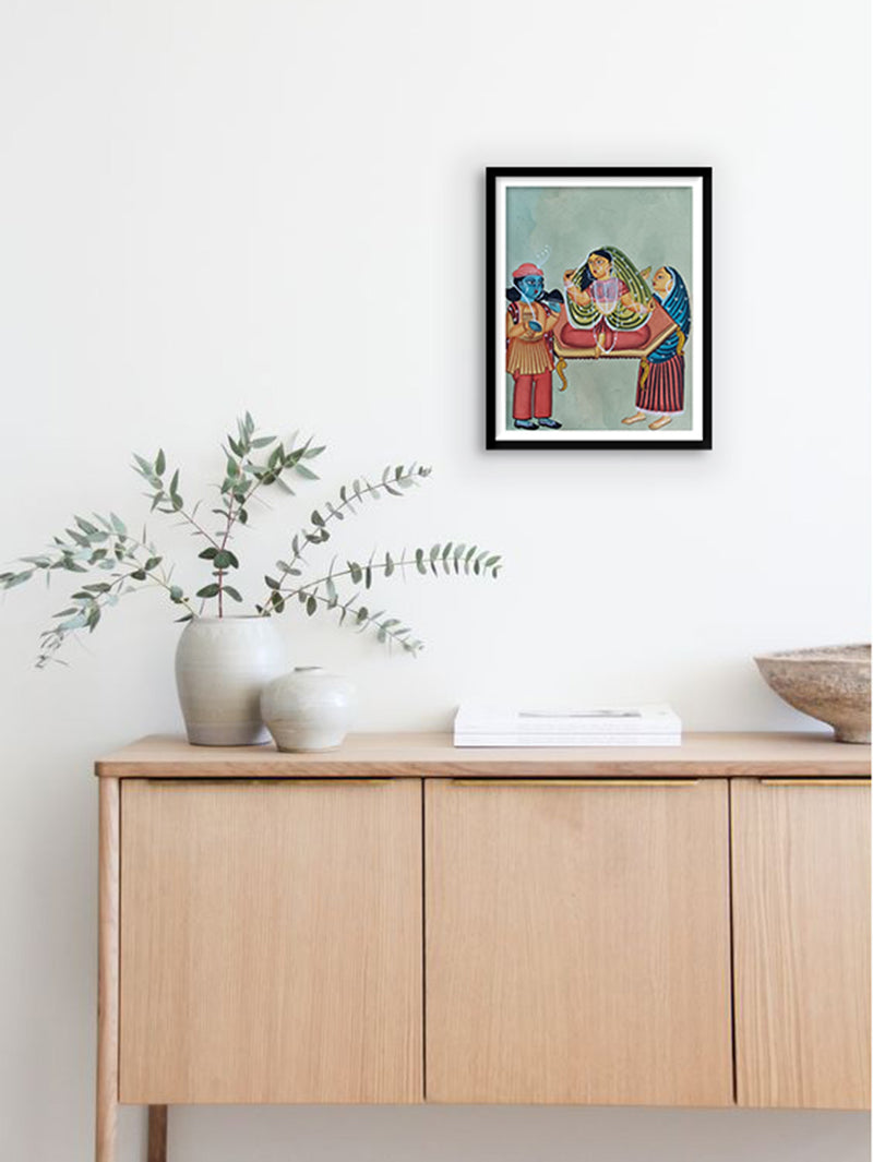 Queen on her Throne In Kalighat by Hasir Chitrakar for Purchase