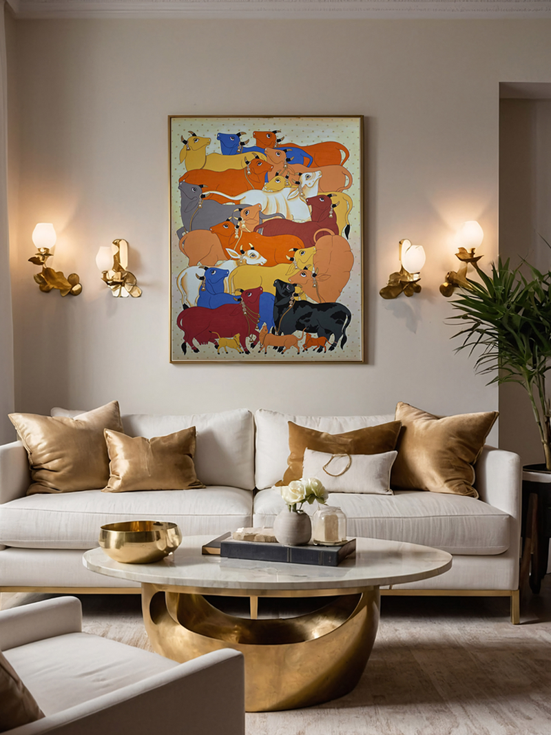 Order Sacred Cow Painting in Pichwai by Shehzaad Ali Sherani