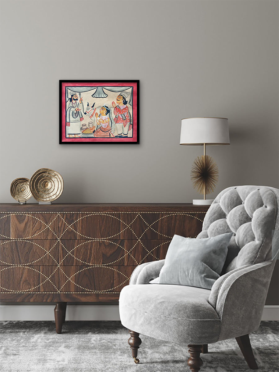 Buy Handmade Kalighat Art: Satya Pir & Sindhu Raja Painting