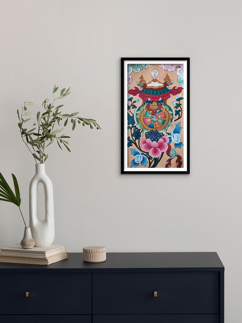 Order The 8 Lucky Signs: Thangka Painting by Krishna Tashi Palmo
