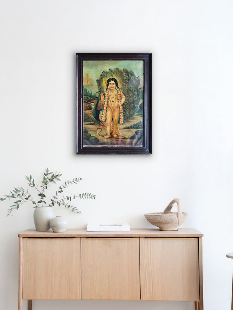 The Divine Sri Bala Subrahmanyam in Oleograph by Raja Ravi Varma For Sale