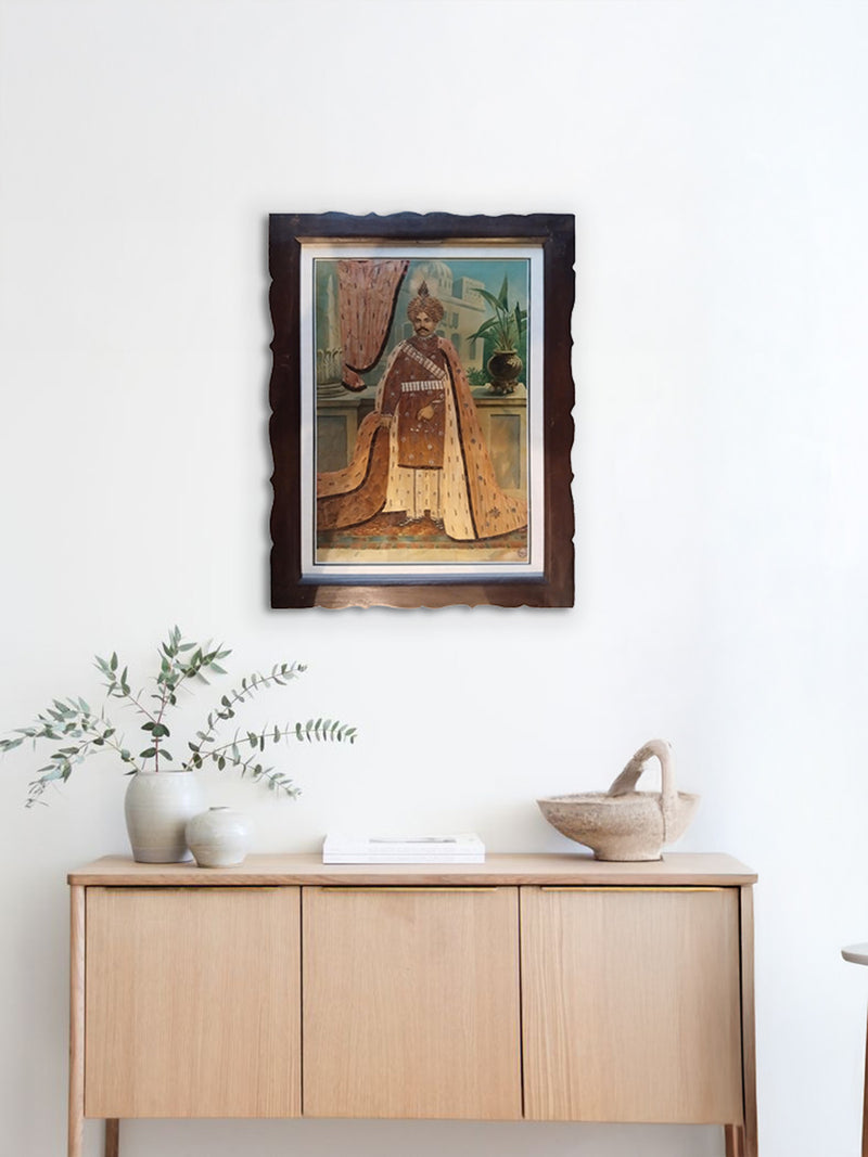 The Regal Portrait of Maharaja Of Mysore in Oleograph by Raja Ravi Varma For Sale
