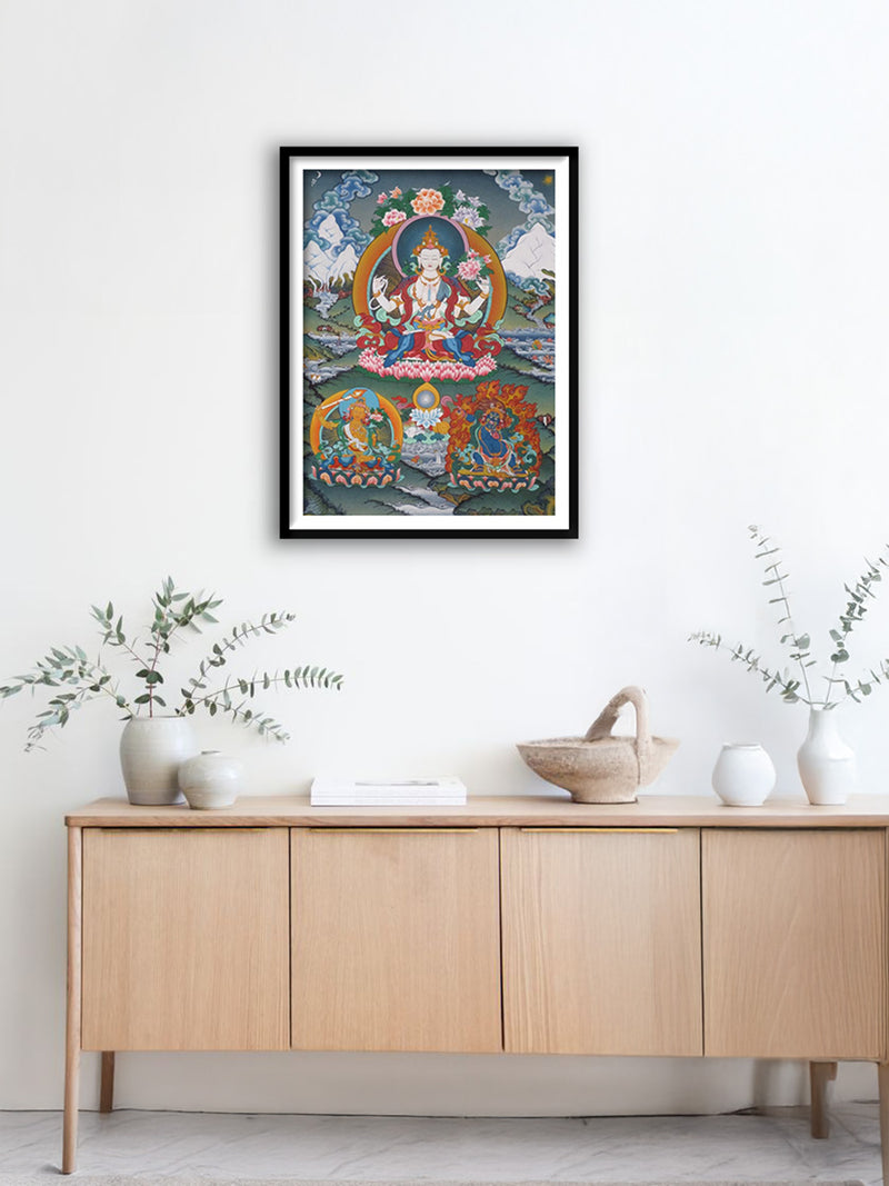 Purchase The Trimurty, Three Supreme Gods: Thangka Painting by Krishna Tashi Palmo