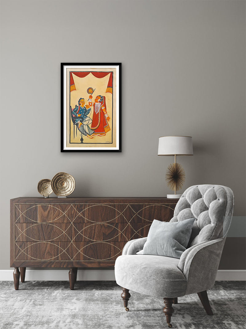 Order Babu and Bibi: A Tale of Joyful Connection A Kalighat Painting by Sonali Chitrakar
