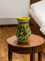 Radiant Blooms: Tealight Harmony in the Yellow Pot Blue Pottery By Gopal Saini for sale
