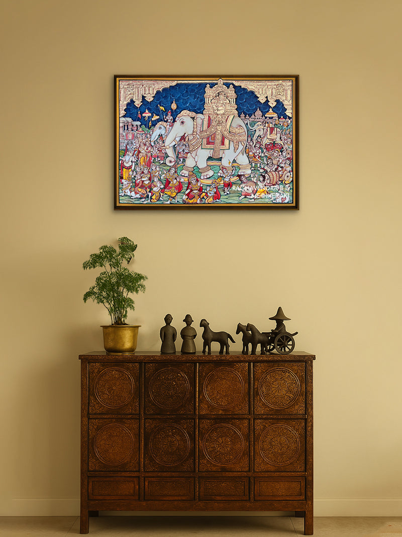 Temple procession in Mysore art by Raghavendra B B for sale
