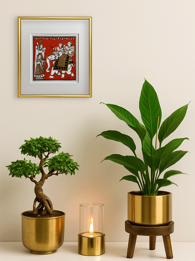 A Majestic Procession: The Royal Welcome in Phad Painting by Kalyan Joshi for sale