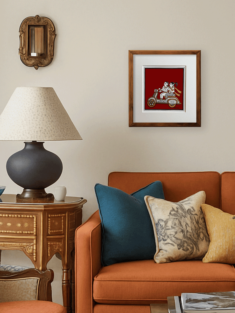 A Modern Couple: Journey of Life in Phad Painting by Kalyan Joshi for sale