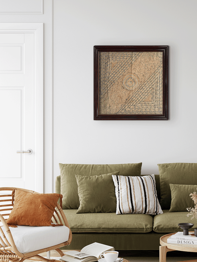 Abstract Geometric Patterns in Ajrakh Art by Mubassirah Khalid Khatri for sale