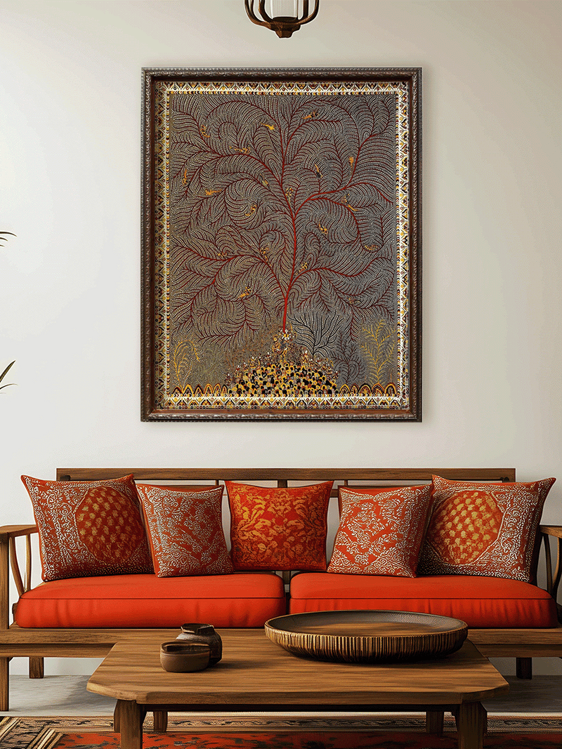 Bahuchar Mata and Tree of Life in Mata ni Pachedi by Sanjay Chittara  for sale