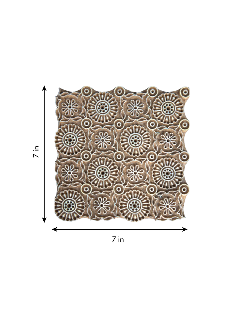Circular Floral patterns in Wooden Kalamkari Blocks by K. Gangadhar for sale