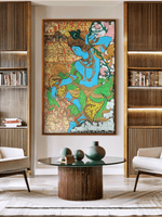 Dancing Krishna With Cows : Kalamkari painting by Harinath.N for sale