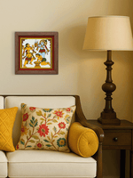 Divine Leelas of Lord Krishna: Stealing of Butter in Phad painting by Kalyan Joshi for sale