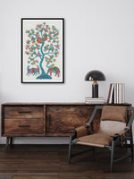 Elephant and Deer in Gond by Kailash Pradhan for sale