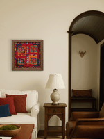 Elevated Geometry: Squares and Lines in Banjara Embroidery by Sapavat Siddu for sale