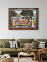 Eternal Bliss: Radha and Lord Krishna in Vrindavan in  for salPichwai by Naveen Soni for sale