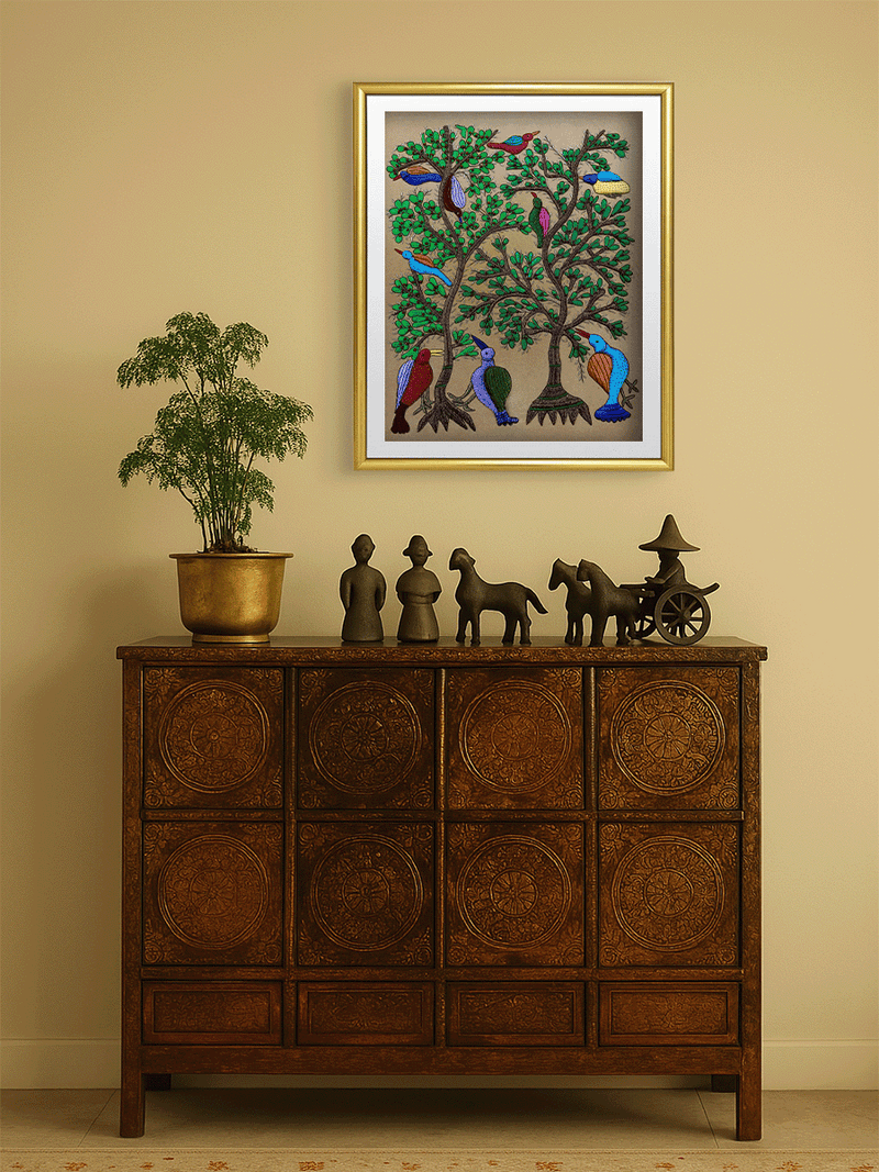 Feathered Friends: Birds and Trees in Zardozi by Md. Bilal for sale