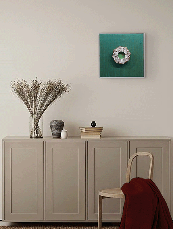 Floral Wooden Block Art for Home Decor by Vikas Singh for sale