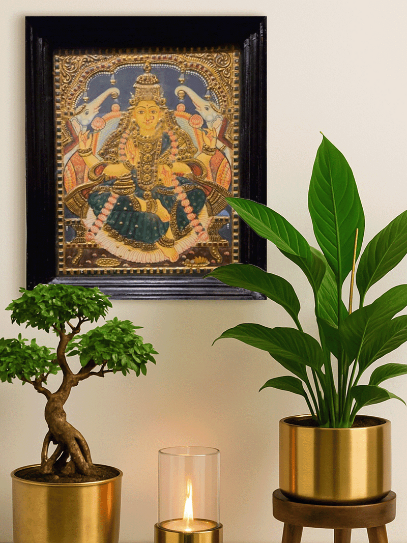 Gajalakshmi: The Goddess of Wellbeing in Tanjore by Sheratone Antique Arts for sale